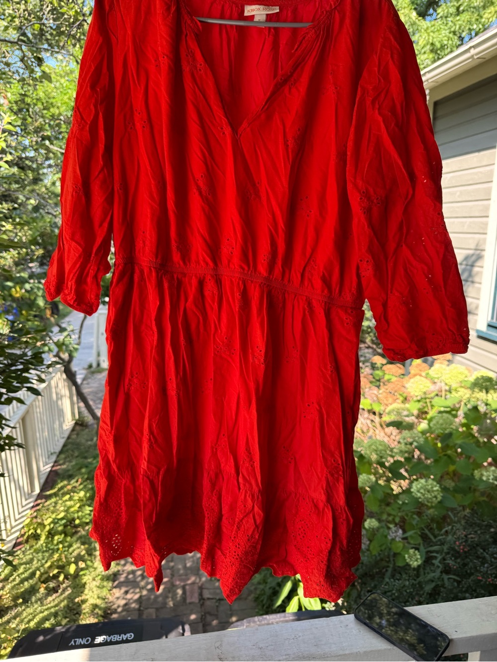 Knox Rose Red Midi Dress with Eyelet Detail